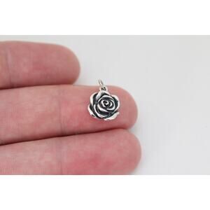 Sterling Silver Textured Rose Charm, Sterling Silver Textured Rose Penda…